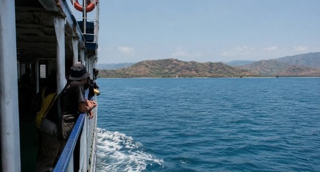 Ferry crossing from Lombok to Sumbawa for whale shark tour