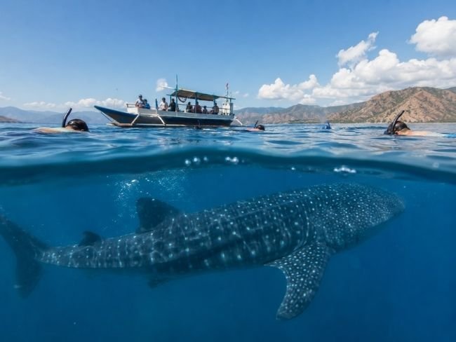 Whale shark snorkeling in Saleh Bay Sumbawa