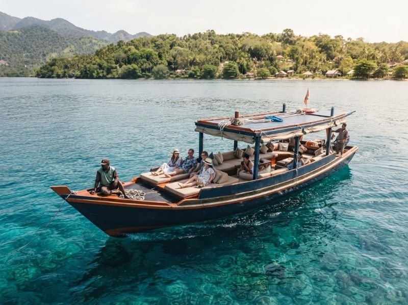 Boat trip near Labuhan Jambu for whale shark snorkeling