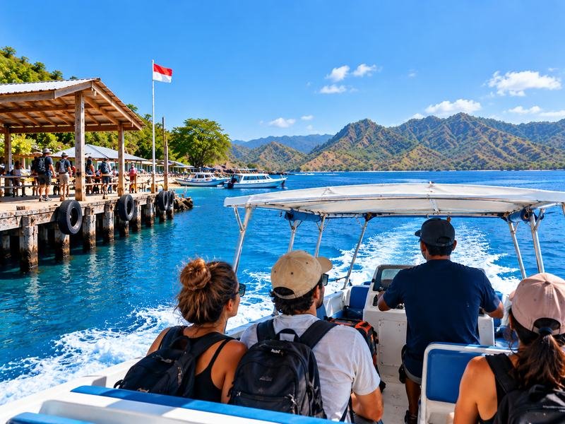 Whale shark tour boat departing from Labuhan Jambu Sumbawa