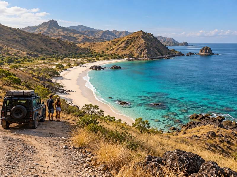 road trip to a quiet hidden beach in Sumbawa