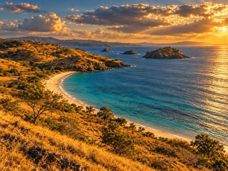 Late afternoon light across the coast near Poto Tano