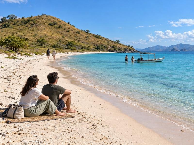 Quiet Kenawa beach with visitors