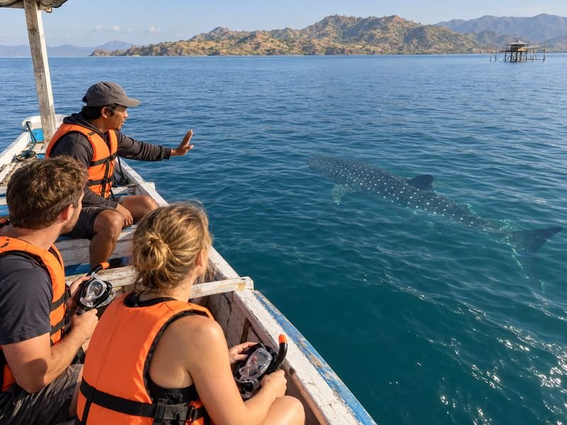 Responsible guide asking travelers to wait in Saleh Bay