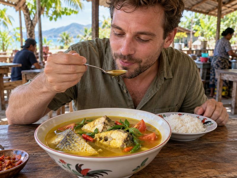 Traditional Sumbawa singang fish soup served in a bowl